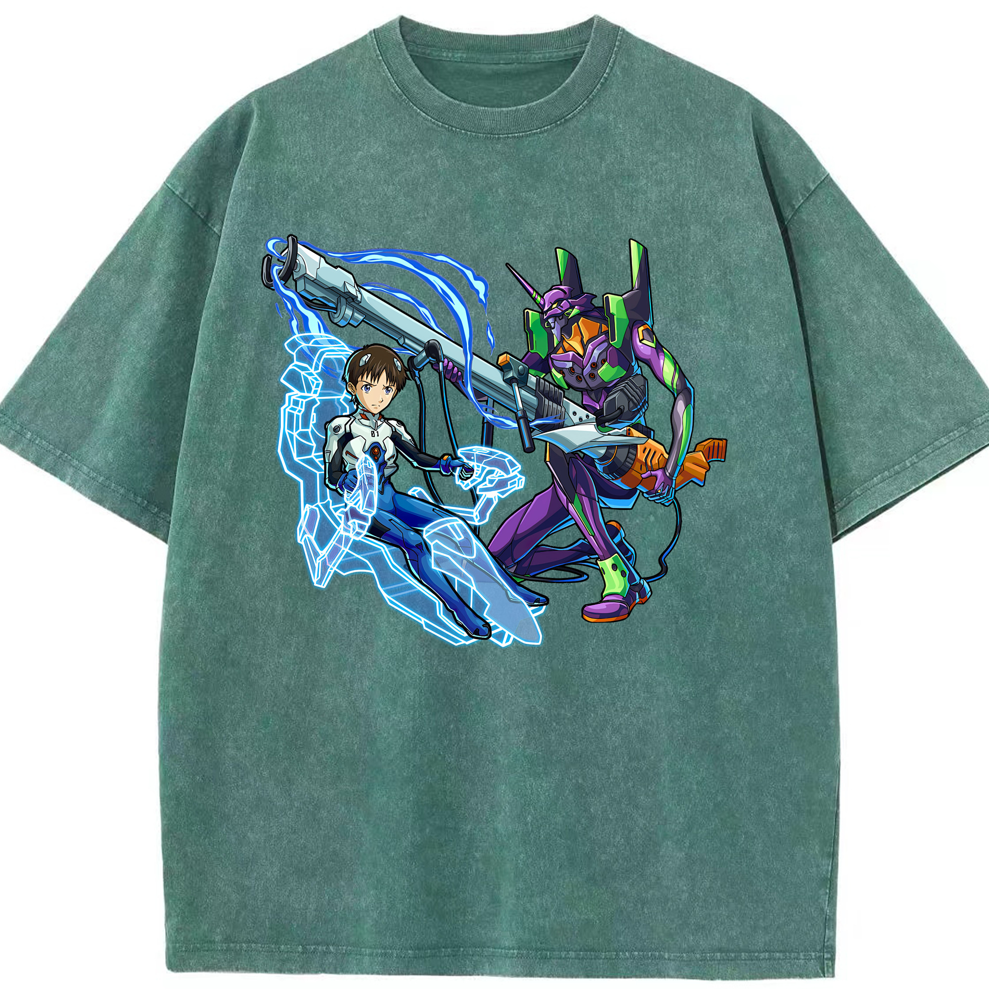 （画像用） EVA 新世紀エヴァンゲリオン 綿100% ヴィンテージ風 半袖Tシャツ（フロントプリント）